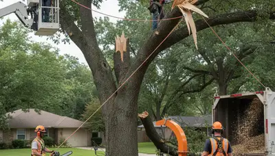 Kissimmee, FL emergency tree service crew removing storm-damaged trees safely
