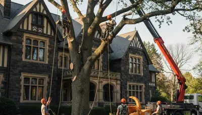 Tree service crew in Kissimmee, FL handling safe tree removal for a local property