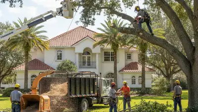 Tree service crew removing a tree in Kissimmee, FL for safe, professional property care