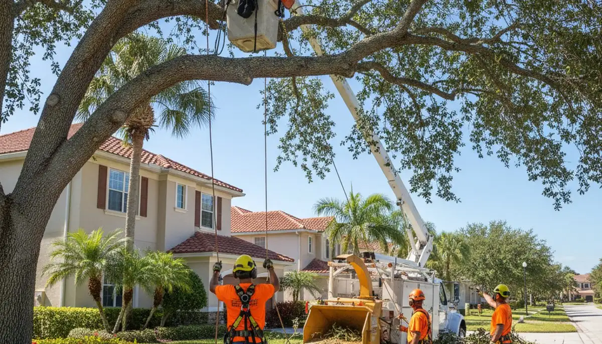 Tree service crew in Kissimmee, FL providing professional tree removal and trimming services