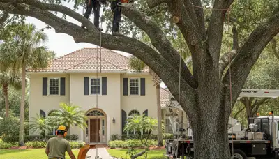 Tree service crew in Kissimmee, FL removing a tree for safe residential property cleanup