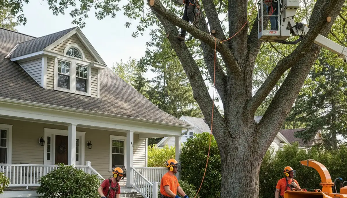 Tree service crew in Kissimmee, FL performing safe tree removal for a local property