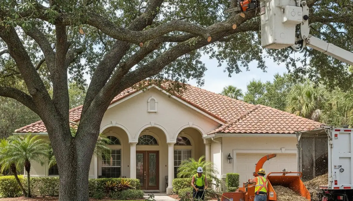 Tree service crew removing a tree in Kissimmee, FL for safe, professional tree removal
