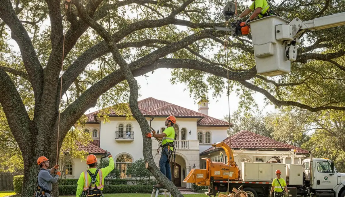 Tree service crew in Kissimmee, FL providing professional tree removal and trimming work