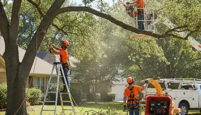 Kissimmee, FL tree trimming crew shaping canopy for storm prep and overgrowth control