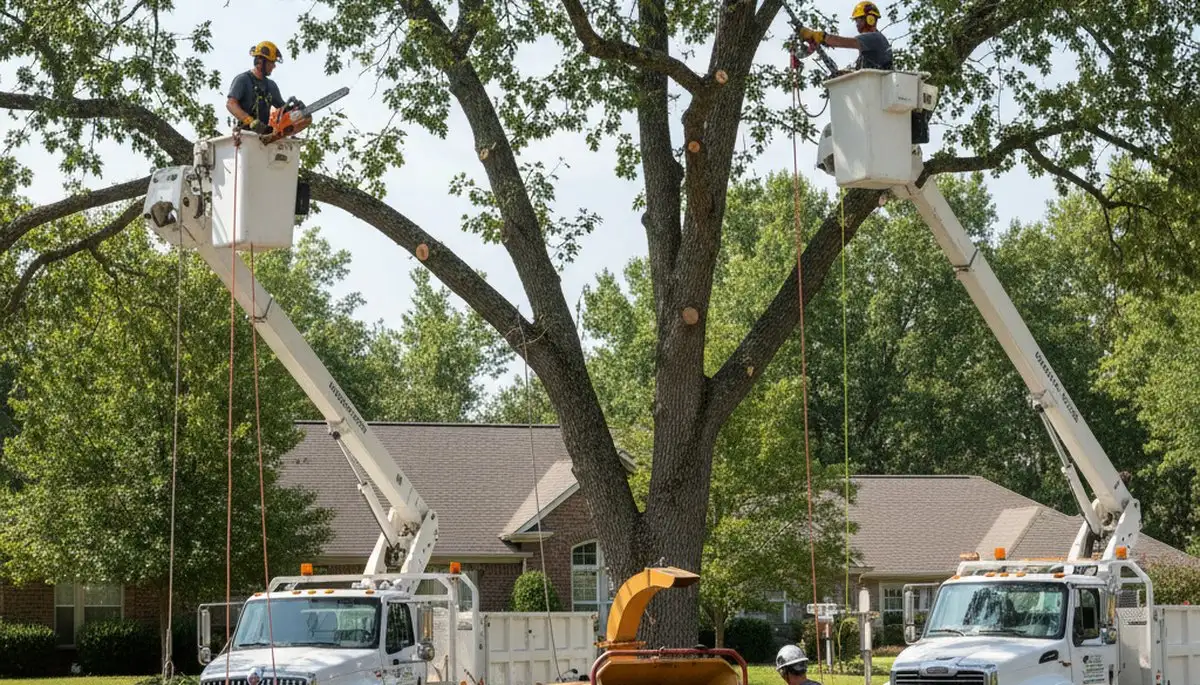 Kissimmee, FL tree trimming crew shaping overgrown branches for storm prep